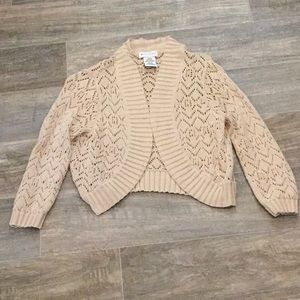 White Stag beige crochet sweater, shrug, cover-up